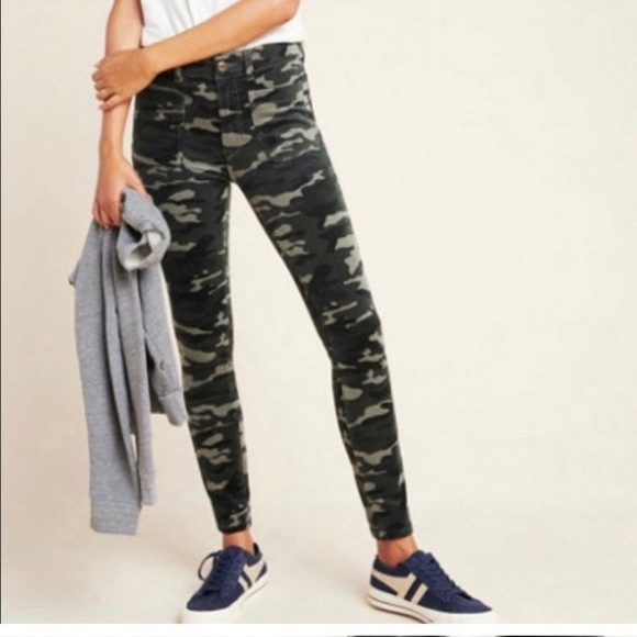 Anthropology High-Rise Skinny Camo Corduroy Pants size 28 - Picture 1 of 9